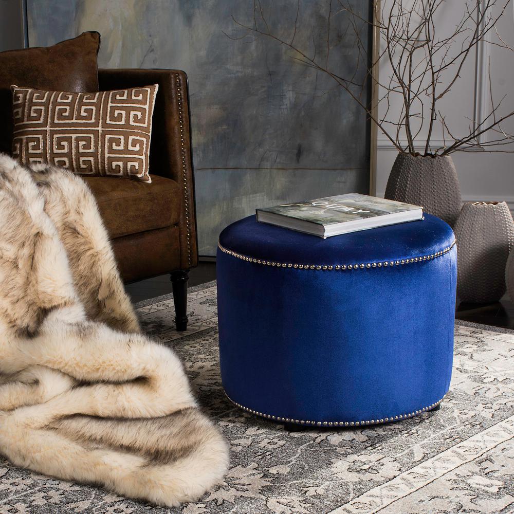 Blue Ottomans Living Room Furniture The Home Depot Hogan Royal