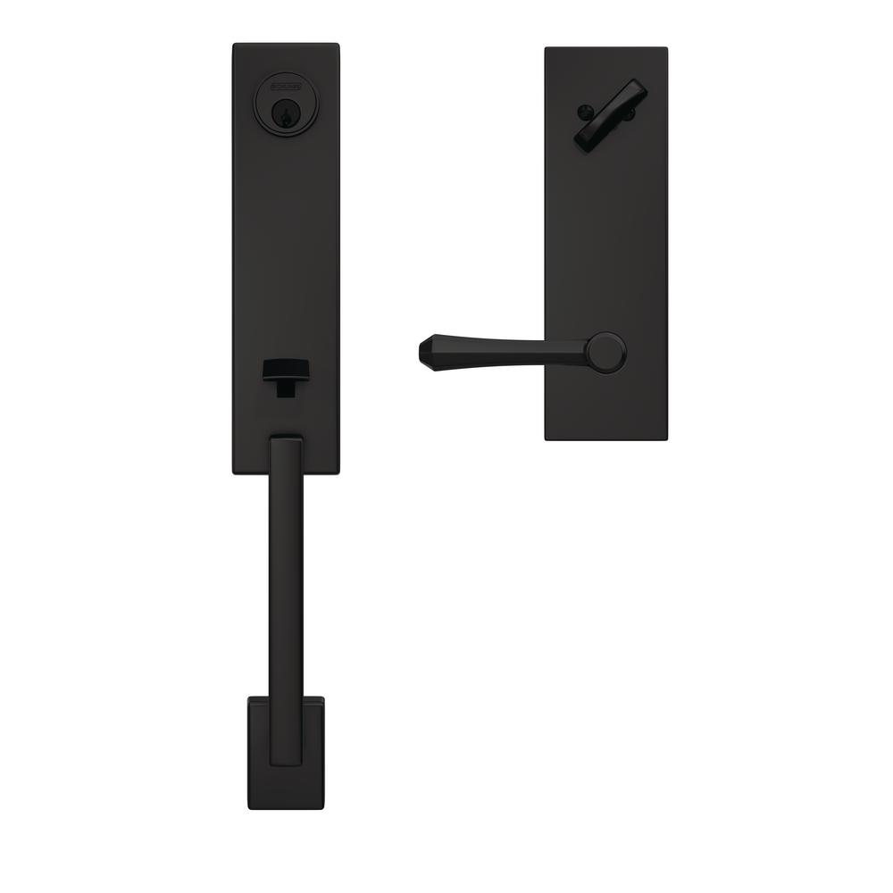 Schlage Custom Century Matte Black Single Cylinder Door Handleset with