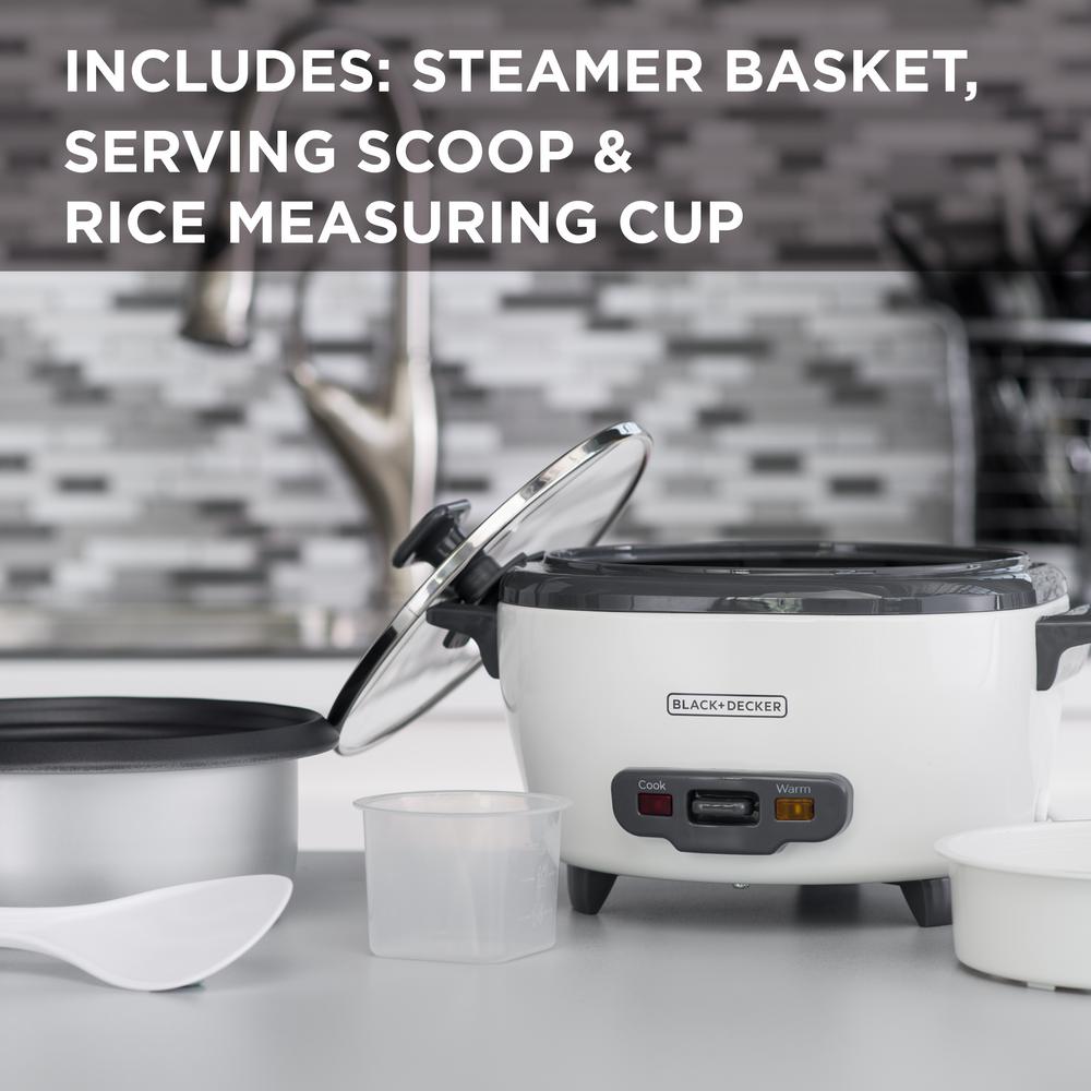 BLACK+DECKER RC506 Rice Cooker Food Steamer 6-Cup Cooked 300W Warm Kitchen White