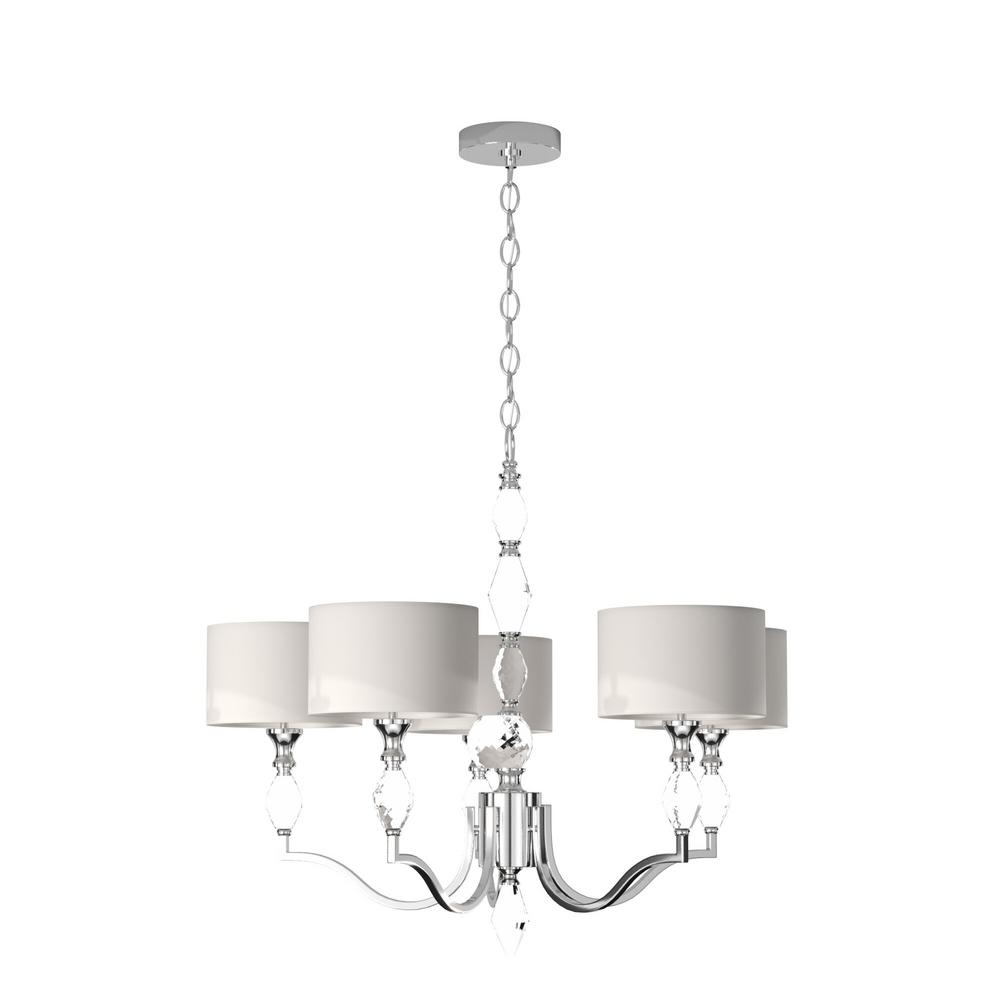 Designers Fountain Evi 5 Light Chrome Chandelier With White Linen Clear Faceted Crystal Shade 89985 Ch The Home Depot - Designers Fountain Chrome Chandelier Designers Fountain Evi 5 Light Chrome Chandelier With White Linen Clear Faceted Crystal Shade 89985 Ch The Home Depot - Designers Fountain Chrome Chandelier