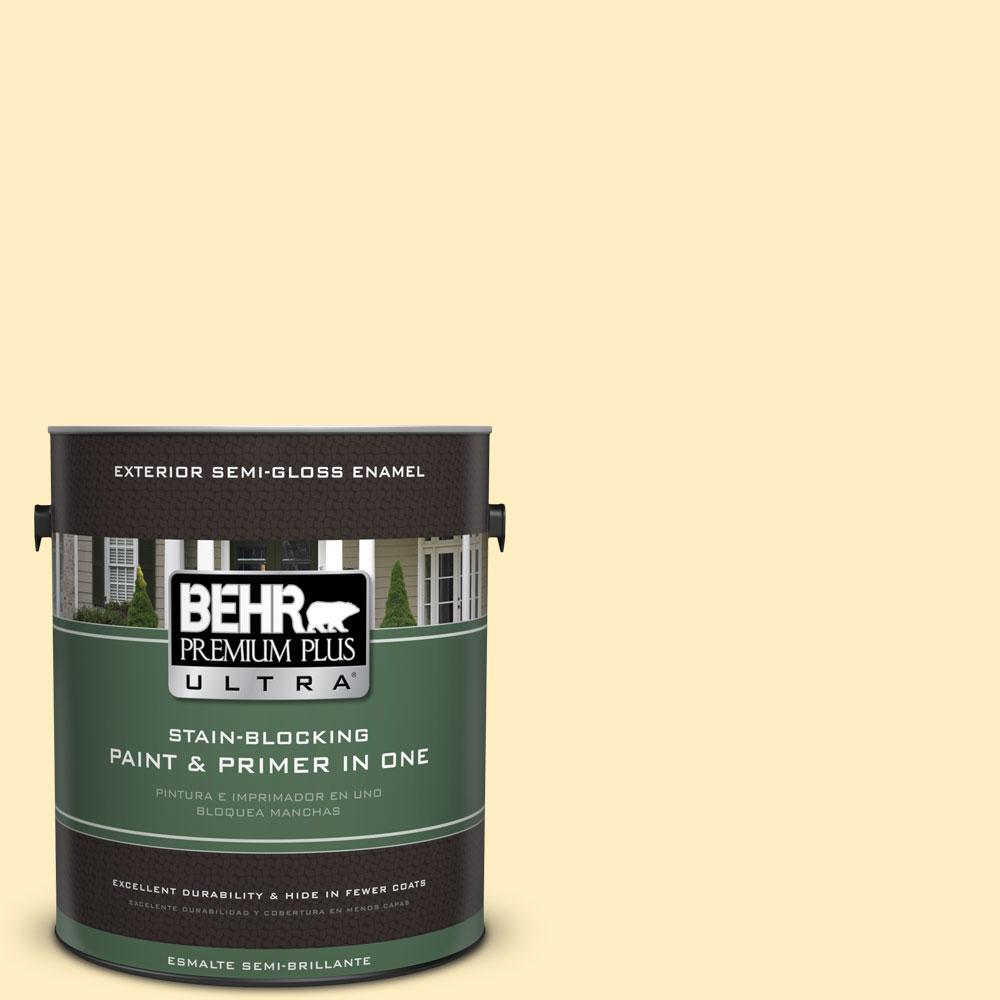BEHR Premium Plus Ultra 1gal. 380A2 Moonlit Yellow SemiGloss Enamel