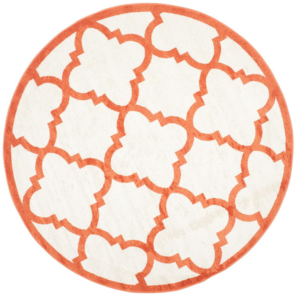 Safavieh Amherst Beige/Orange 7 ft. x 7 ft. Indoor/Outdoor Round Area