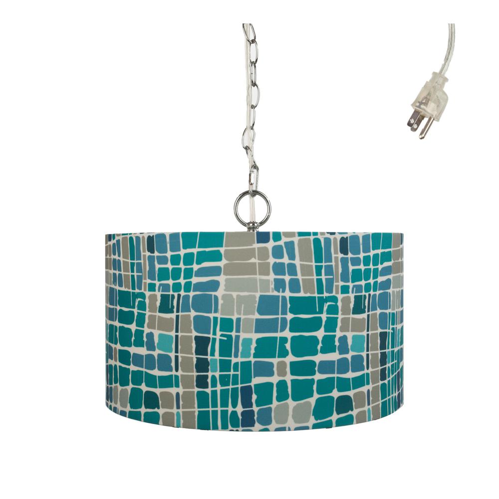 Drum Blue Pendant Lights Lighting The Home Depot Kris Ruff 1 Light Blue Plug In Pendant