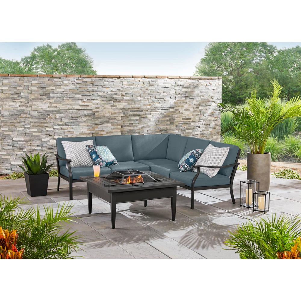 Hampton Bay Riley 3 Piece Black Steel Outdoor Patio Sectional Sofa With Sunbrella Denim Blue Cushions H142 01212300 The Home Depot - Outdoor Sectional Sofa With Sunbrella Cushions Hampton Bay Riley 3 Piece Black Steel Outdoor Patio Sectional Sofa With Sunbrella Denim Blue Cushions H142 01212300 The Home Depot - Outdoor Sectional Sofa With Sunbrella Cushions