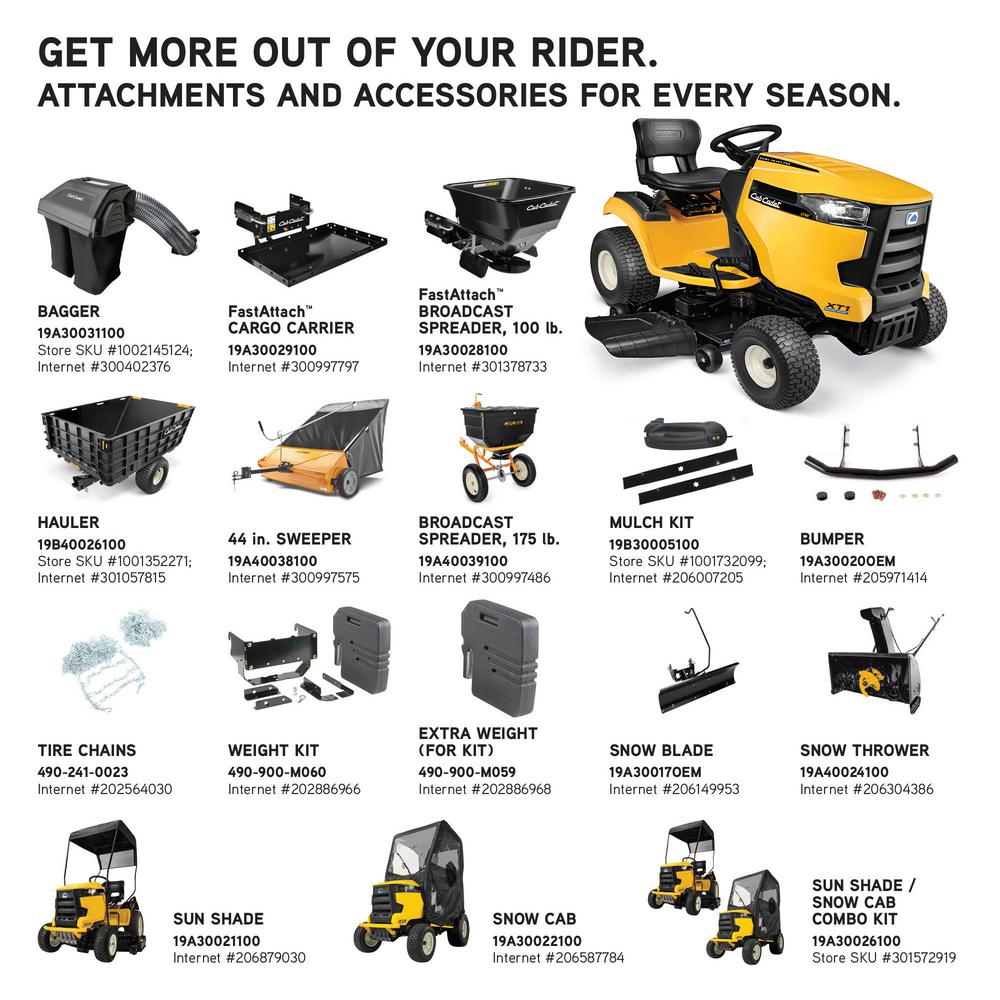 cub cadet st 100 accessories