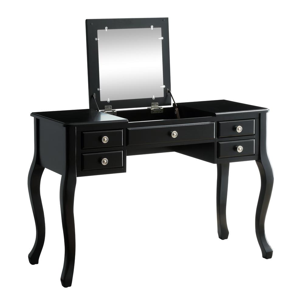 Acme Furniture Ordius 2 Piece Tan Velvet And Black Vanity Set