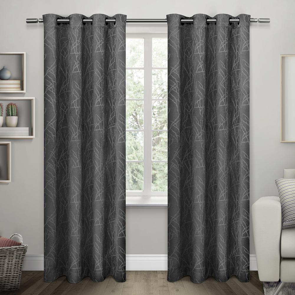 Unbranded Twig 54 in. W x 96 in. L Woven Blackout Grommet Top Curtain