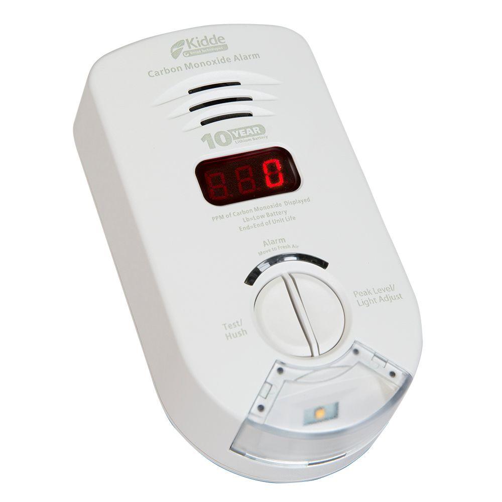 monoxide carbon detector kidde backup plug battery display digital gas worry safety light explosive