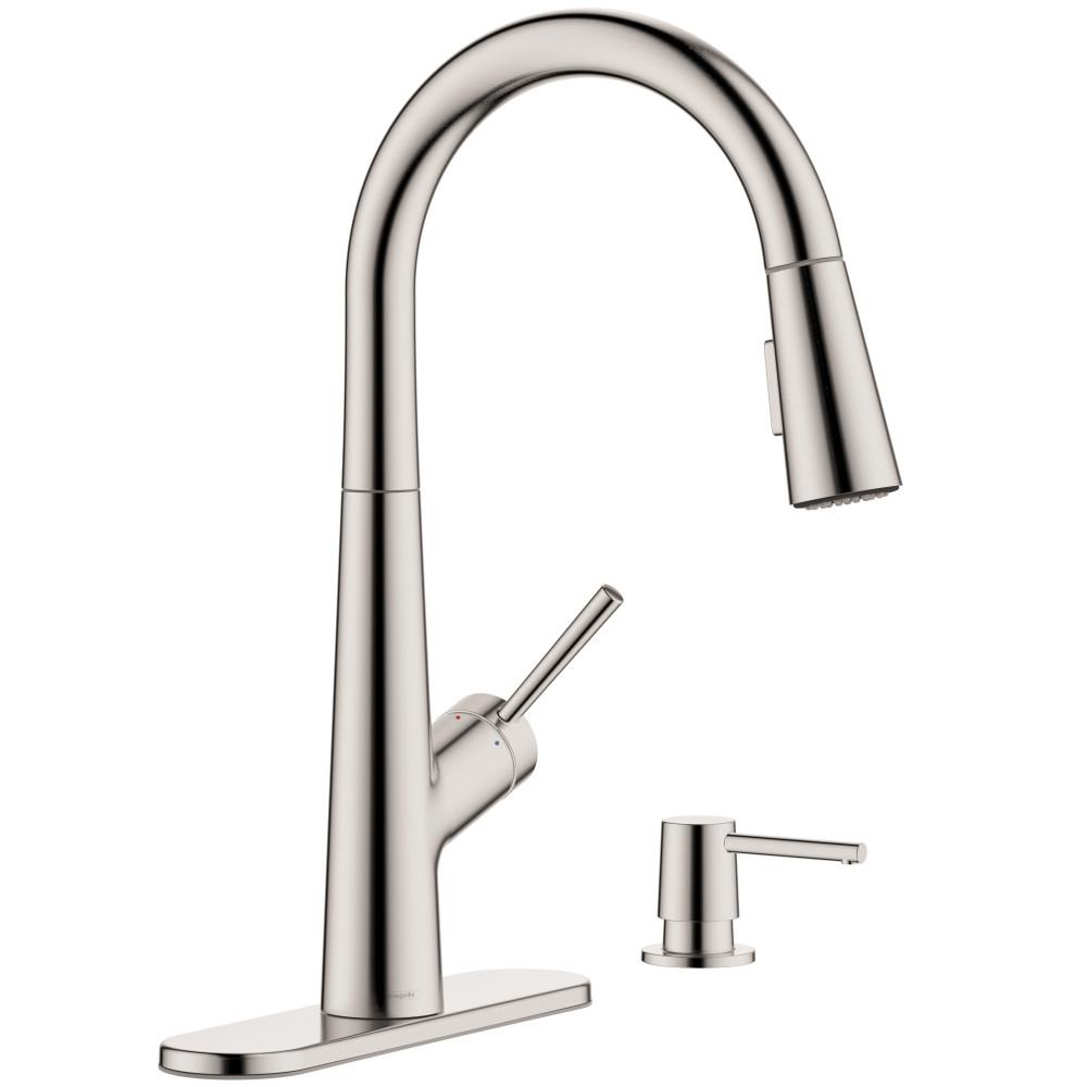 Hansgrohe Lacuna Single Handle Pull Down Sprayer Kitchen Faucet In Steel Optic 04749805 The Home Depot