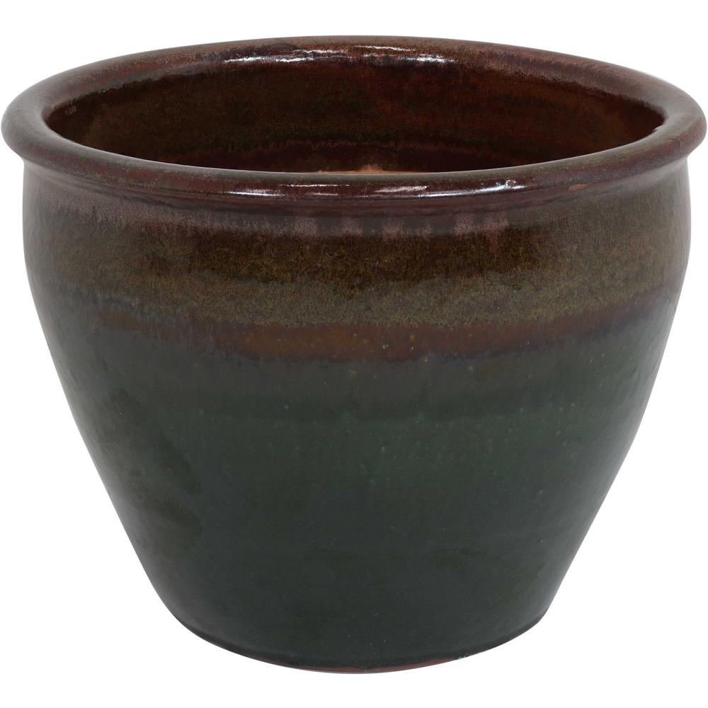 Sunnydaze Decor Chalet 15 in. Green Ceramic Indoor/Outdoor Planter-AP ...