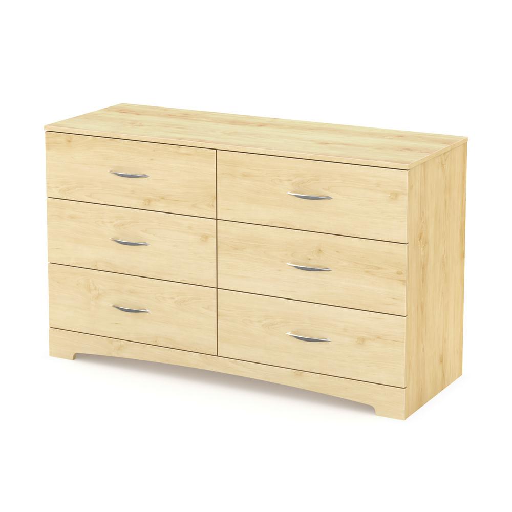 South Shore Step One 6 Drawer Natural Maple Dresser 3113010 The