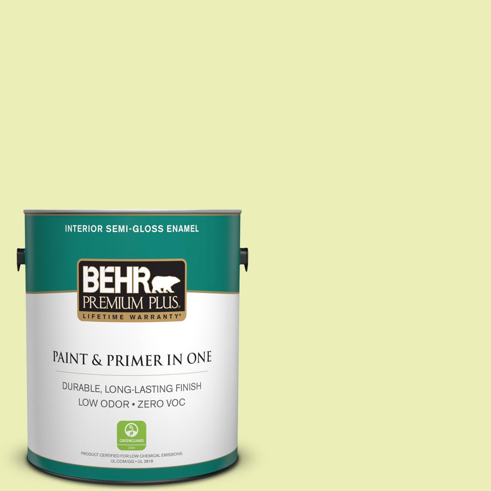 BEHR Premium Plus 1 gal. S3402 Green Power SemiGloss Enamel Zero VOC Interior Paint and