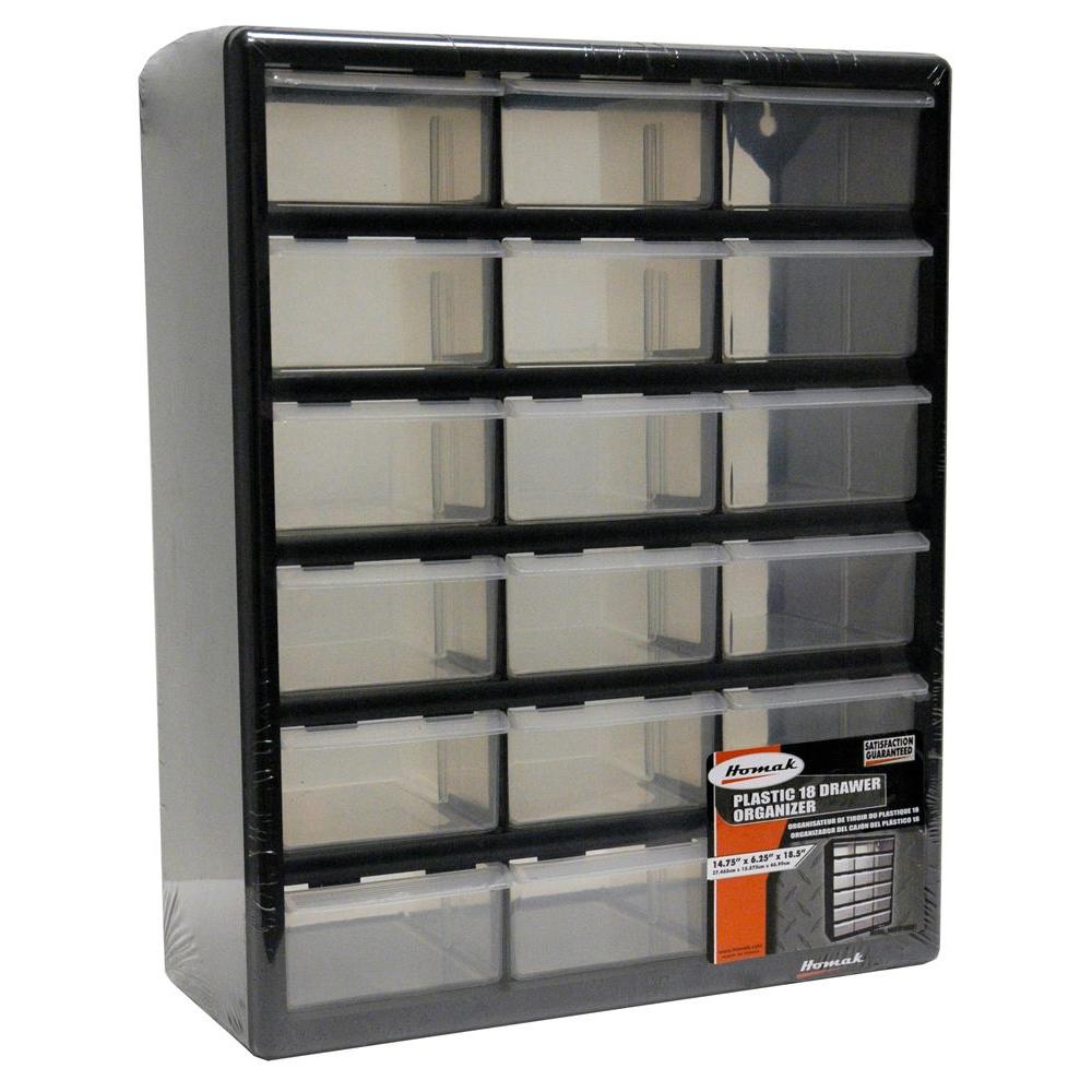 Homak 18 Compartment Storage Small Parts Organizer In Black