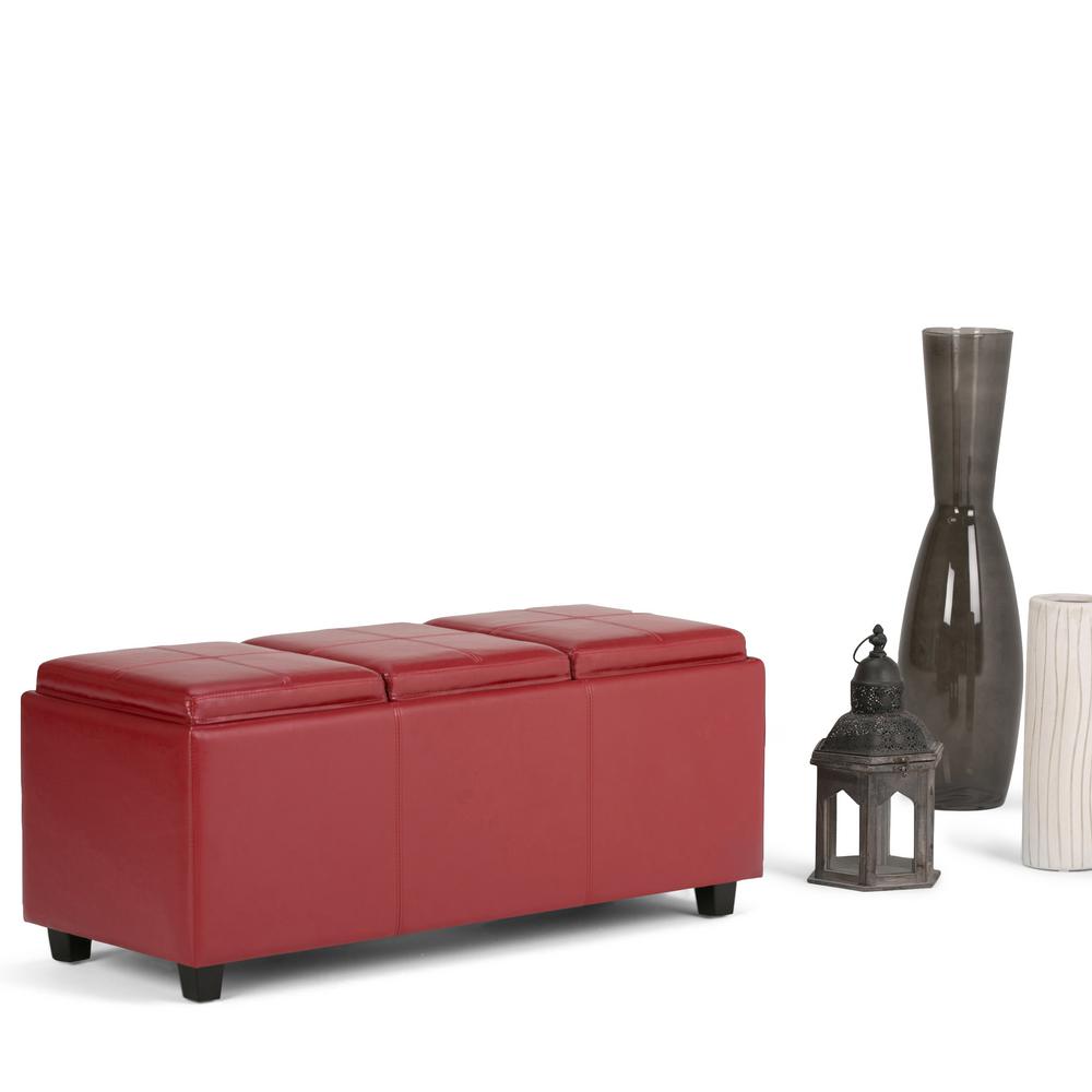Simpli Home Avalon Red Storage Bench3AXCAVAOTTBNCH02RD The Home Depot