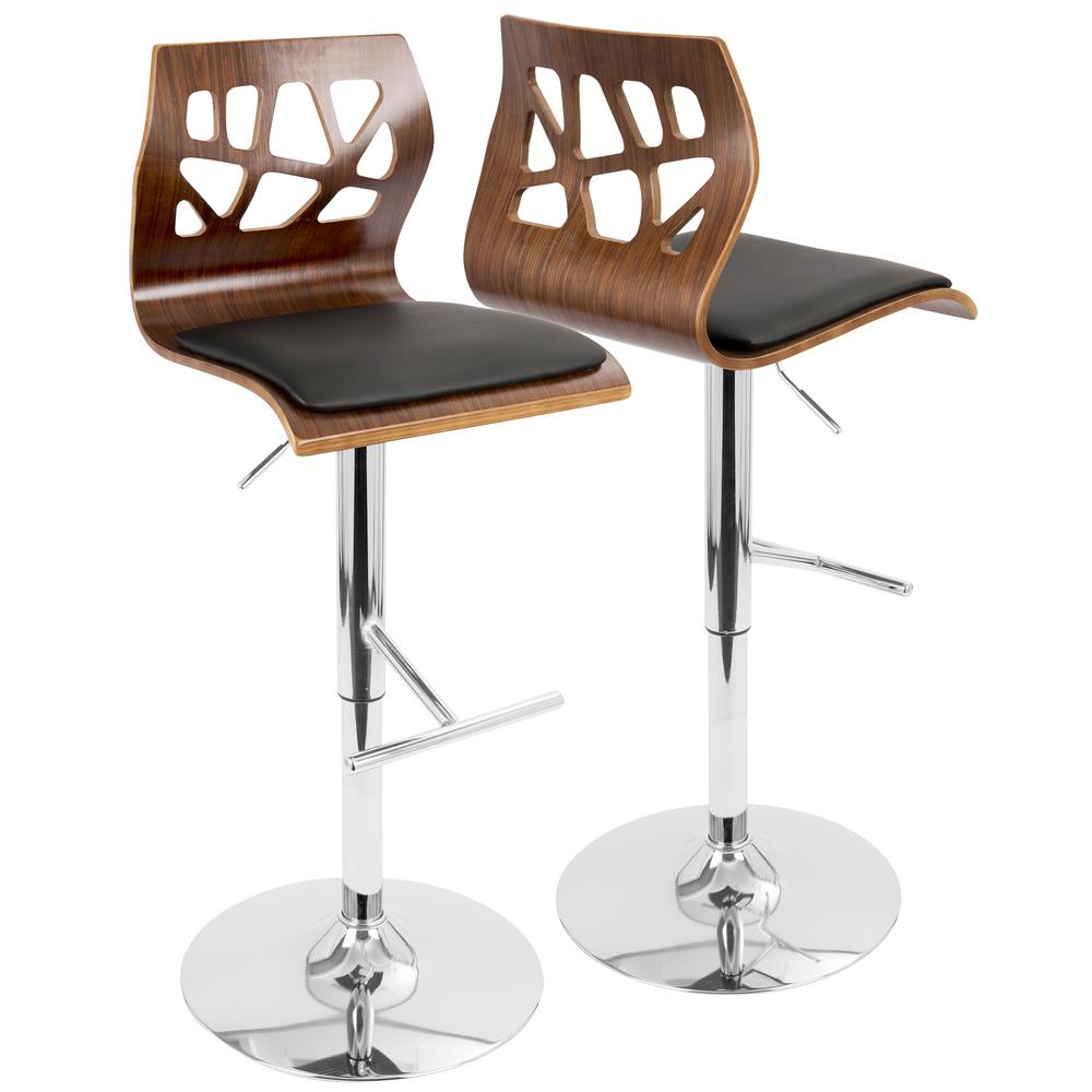 Lumisource Folia Walnut And Black Adjule Barstool Bs Jy Fl Wal Folia Walnut And Black Adjule Barstool Lumisource