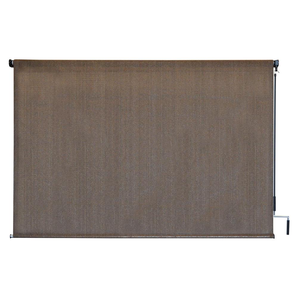 Coolaroo Walnut Cordless Exterior Roller Shade 120 in. W x 96 in. L