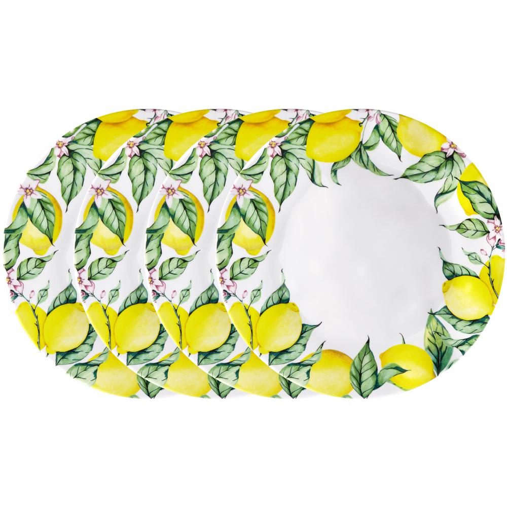 Q Squared Limonata 4-Piece Vintage Yellow Melamine Outdoor Dinnerware ...