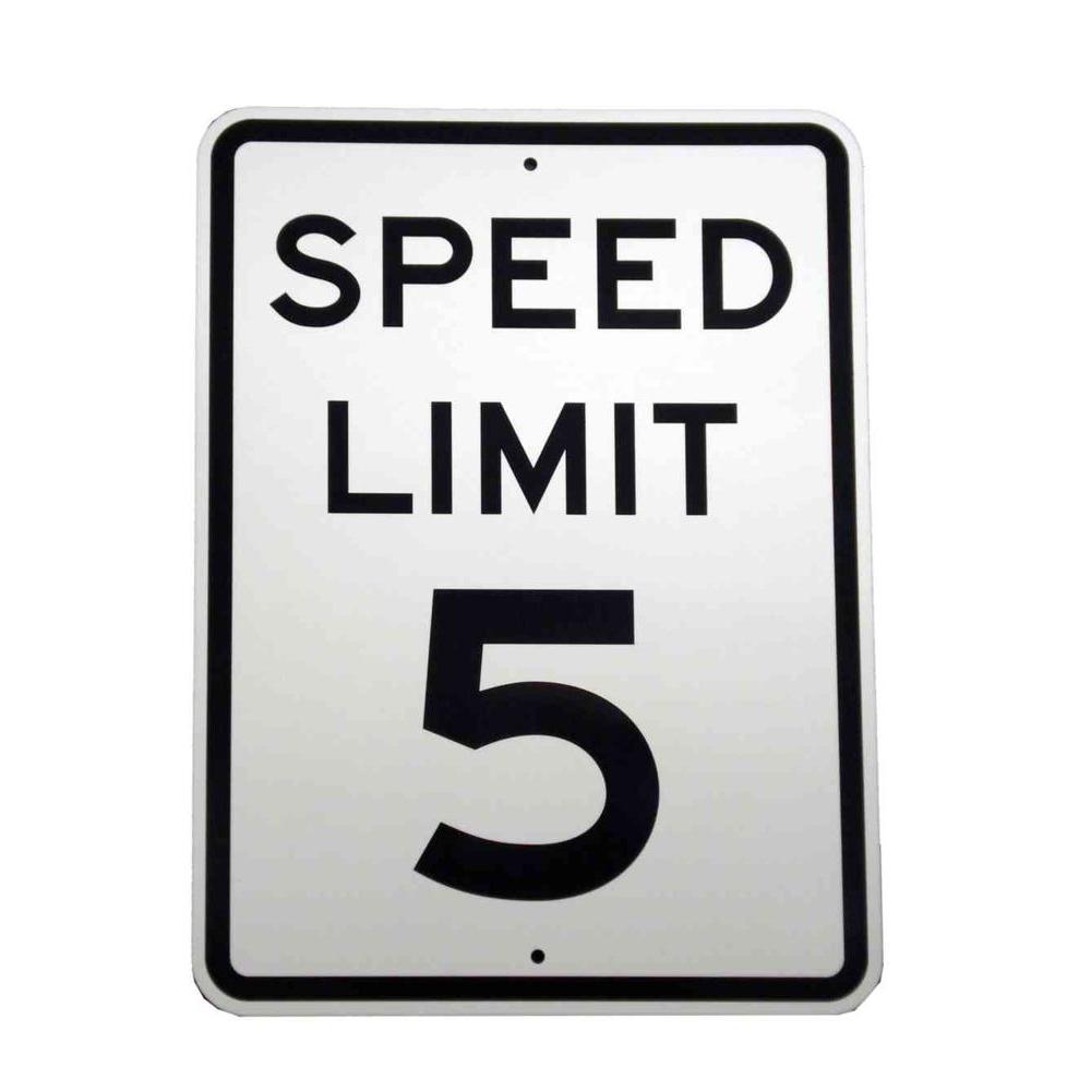 This year speed. Speed limit 5. Speed limit 55. Speed Limited signs.