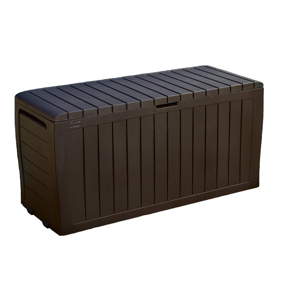 Keter Storage Cube 55-Gallon All-Weather Outdoor Deck Box Brown