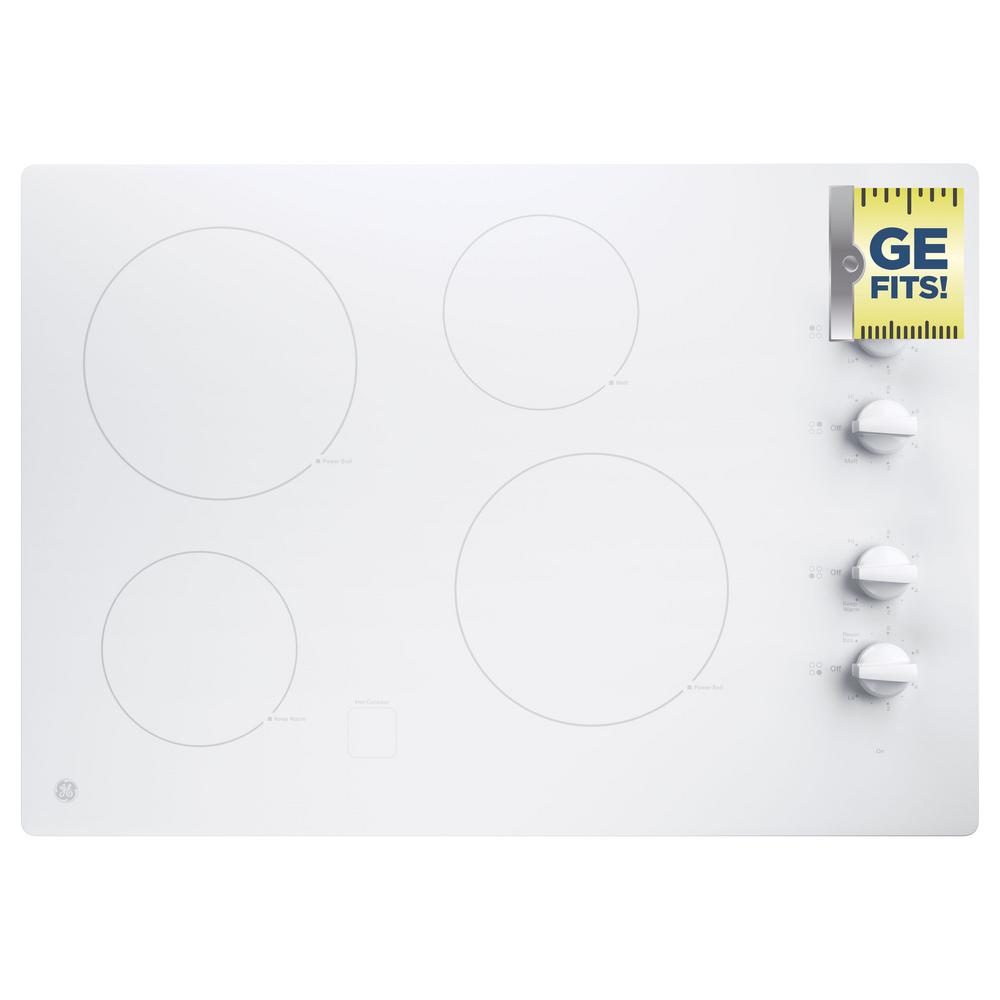 Ge 30 In Radiant Electric Cooktop In White With 4 Elements