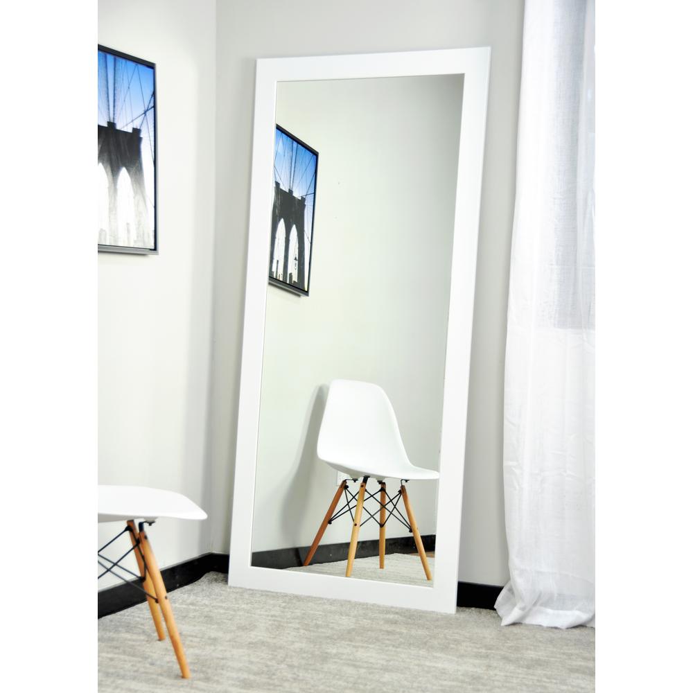 Modern Matte White Tall Framed Mirror Bm003ts The Home Depot Modern Matte White Tall Framed Mirror