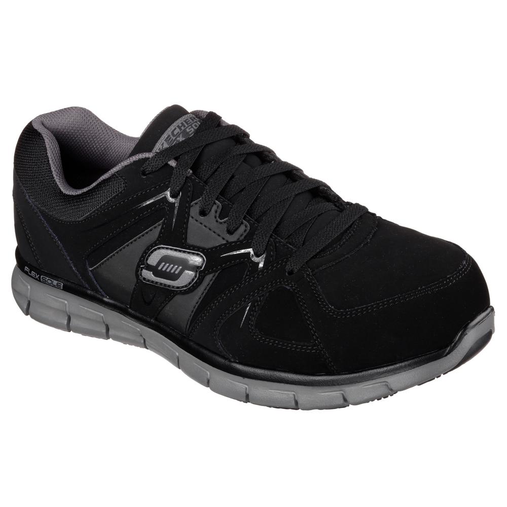 Skechers Synergy - Ekron Men Size 11W Black Fabric Work Shoe-77068W-11 ...