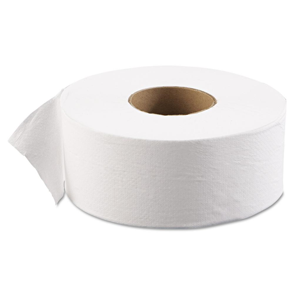12 Rolls//Carton 2-Ply 1000 Ft//roll White Jumbo Boardwalk 6100 JRT Bath Tissue