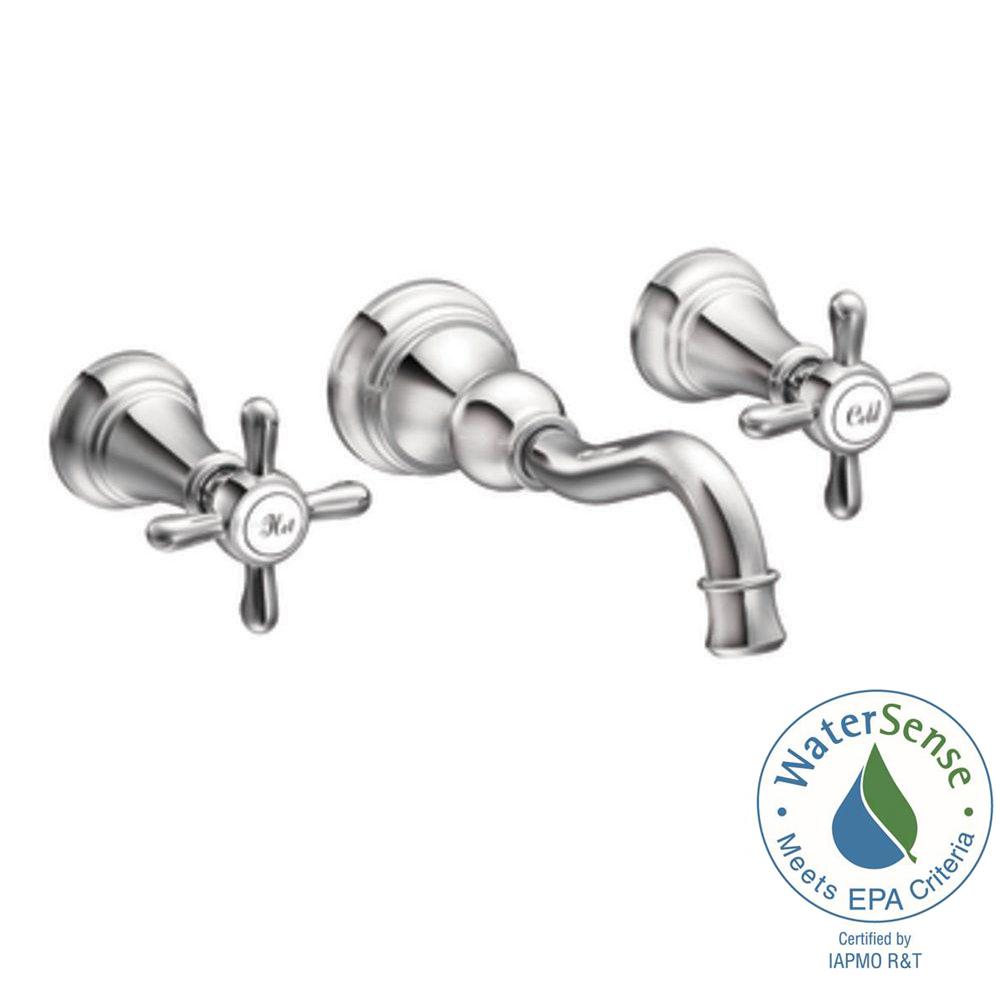 MOEN Weymouth 2Handle Wall Mount HighArc Bathroom Faucet in Chrome