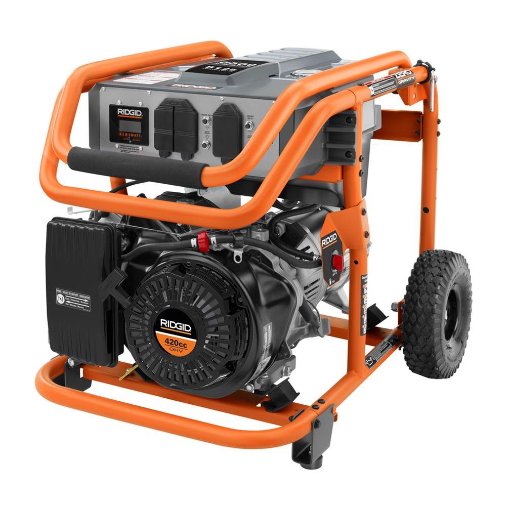 RIDGID 6,500Watt 420cc Gasoline Powered Portable GeneratorRD906500P