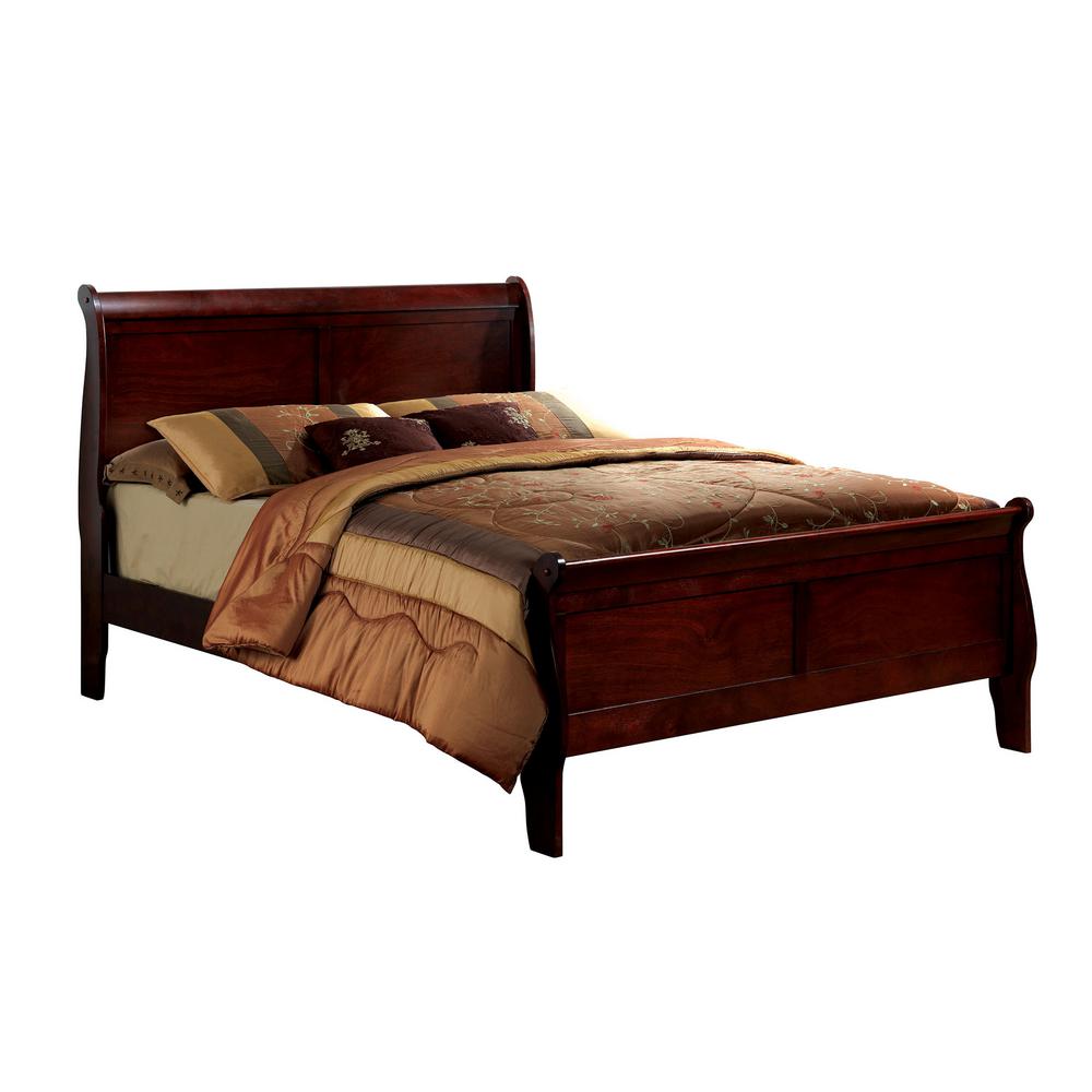 William&#39;s Home Furnishing Louis Philippe III Queen Bed in Cherry finish CM7866CH-Q-BED - The ...