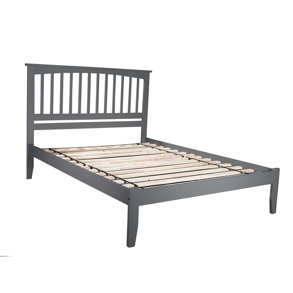 Queen Platform Bed w Molding Grey OAK Furniture Bed No Headboard Wooden NEW