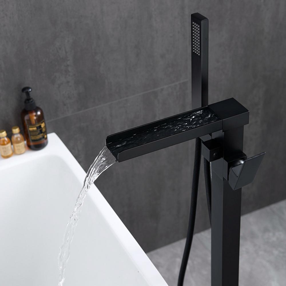 Matrix Decor Single Handle Waterfall Tub Filler Freestanding Bathtub Faucet With Hand Shower In Black Rb65003mb The Home Depot - Waterfall Faucets For Bathtubs Matrix Decor Single Handle Waterfall Tub Filler Freestanding Bathtub Faucet With Hand Shower In Black Rb65003mb The Home Depot - Waterfall Faucets For Bathtubs