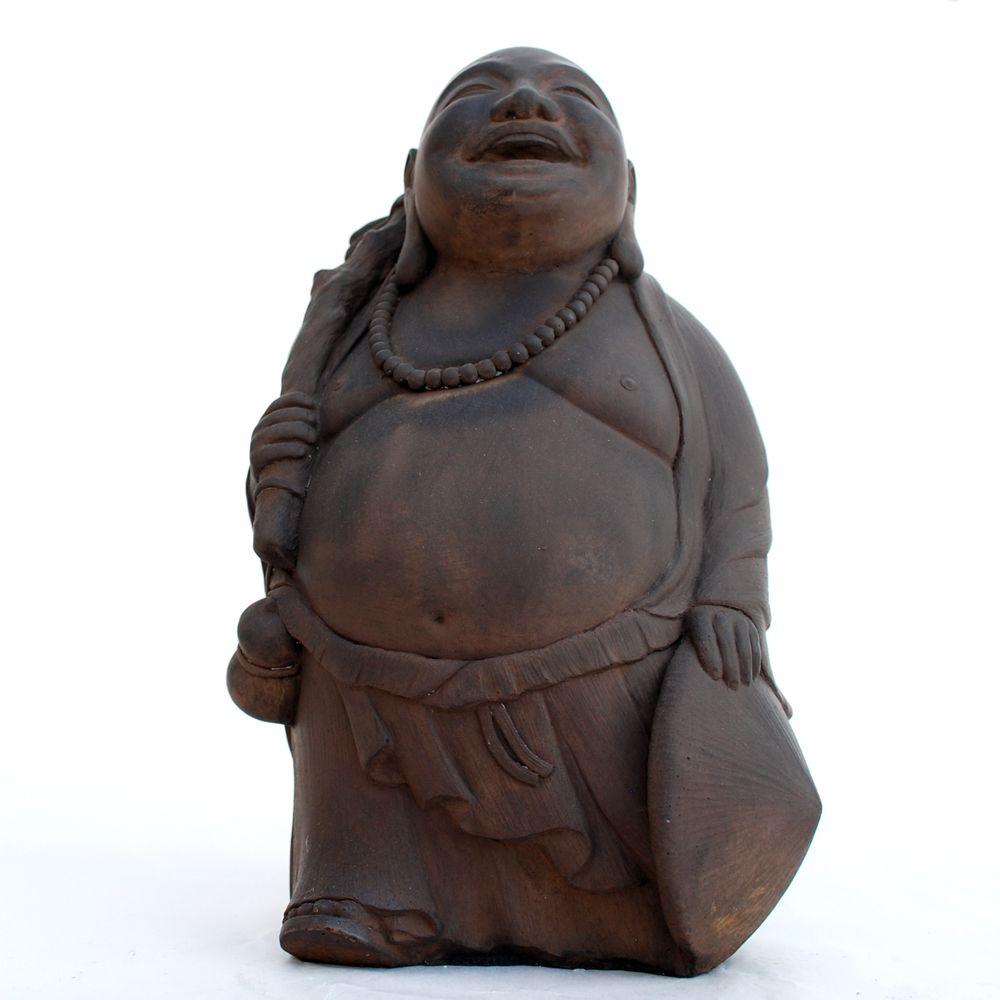 Cast Stone Traveling Buddha Garden Statue Dark WalnutGNBDHTDW The