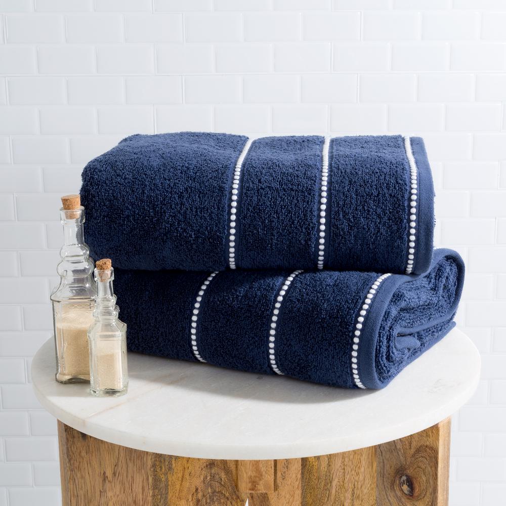 Solid Navy Cotton Bath Towel Set 