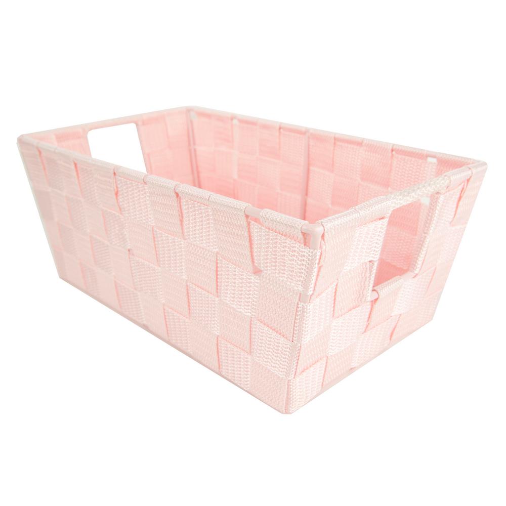 pink storage boxes baskets