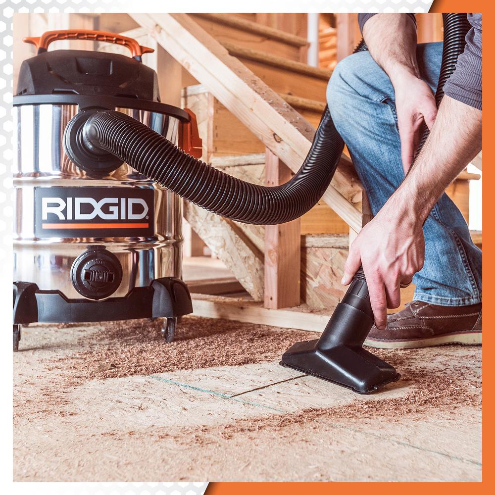 RIDGID Wet Dry Vac Vacuum 10 Gal. 6.0 Peak HP Stainless Steel Rolling