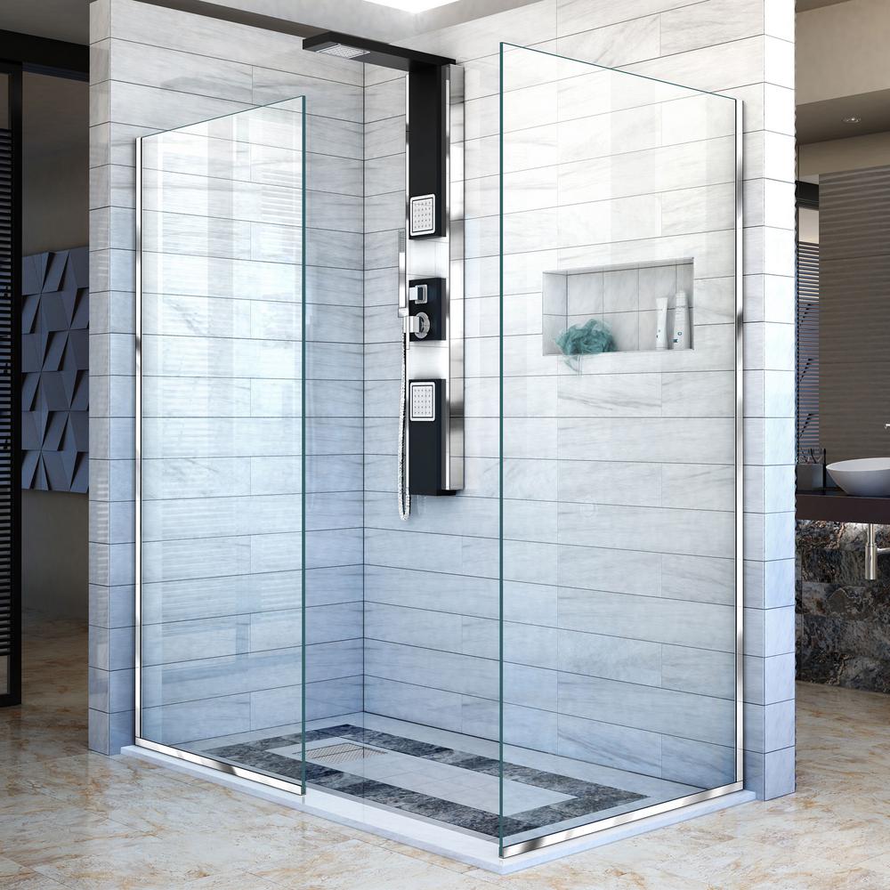 Dreamline Linea 30 In X 72 Semi Frameless Corner Fixed Shower Door Chrome Dreamline Linea 30 In X 72 Semi Frameless Corner Fixed Shower Door Chrome