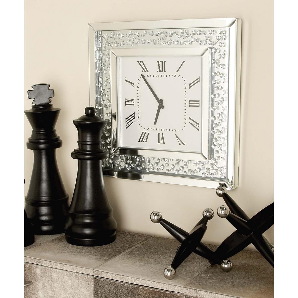 20 in. x 20 in. Modern Square Wood and Mirror Wall Clock87306 The Home Depot