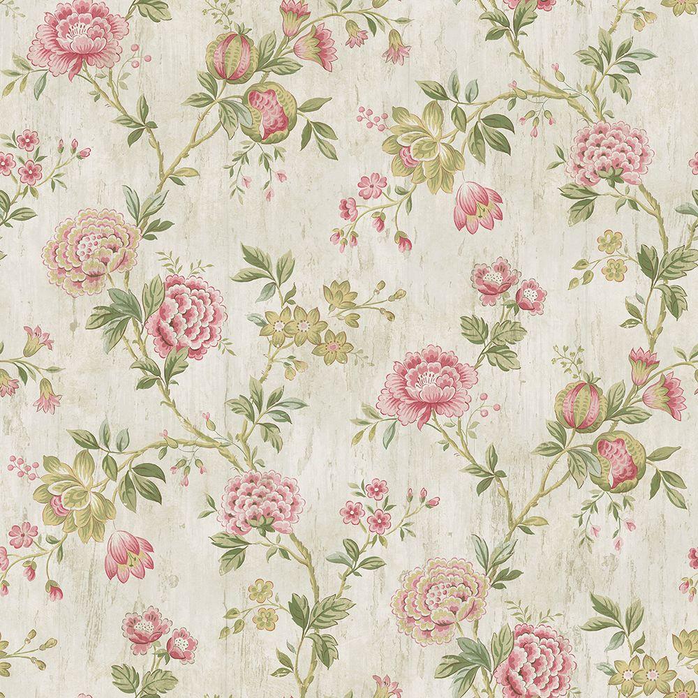 Chrysanthemum Pink Jacobean Wallpaper Sample