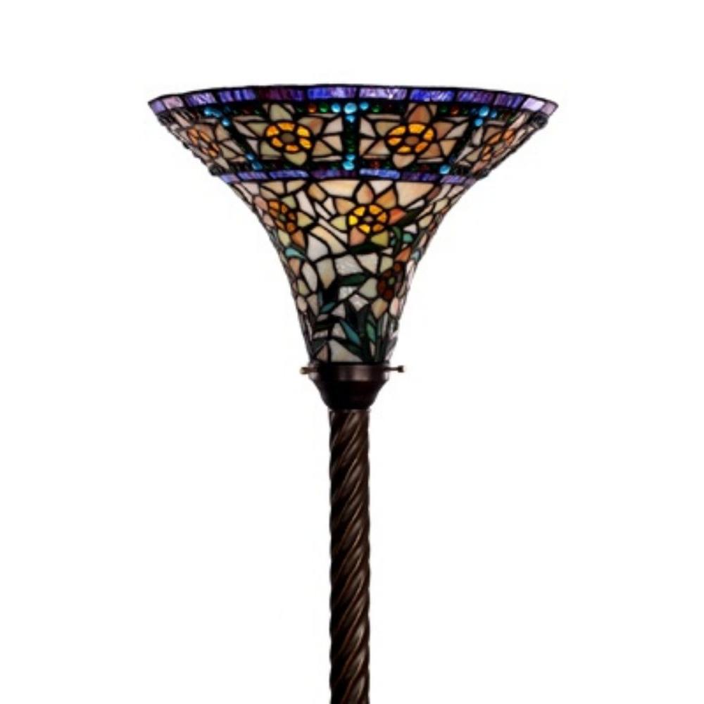 Warehouse Of Tiffany 72 In Antique Bronze Yellow Star Stained Glass Floor Lamp With Foot Switch 1845 Bb75b The Home Depot