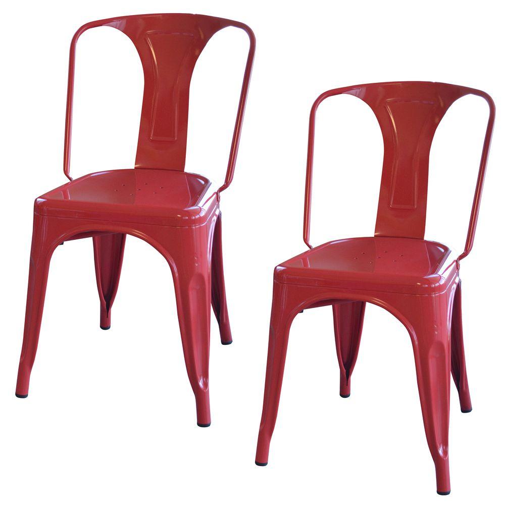 AmeriHome Red Metal Dining Chair (Set of 2)BS3530RSET The Home Depot