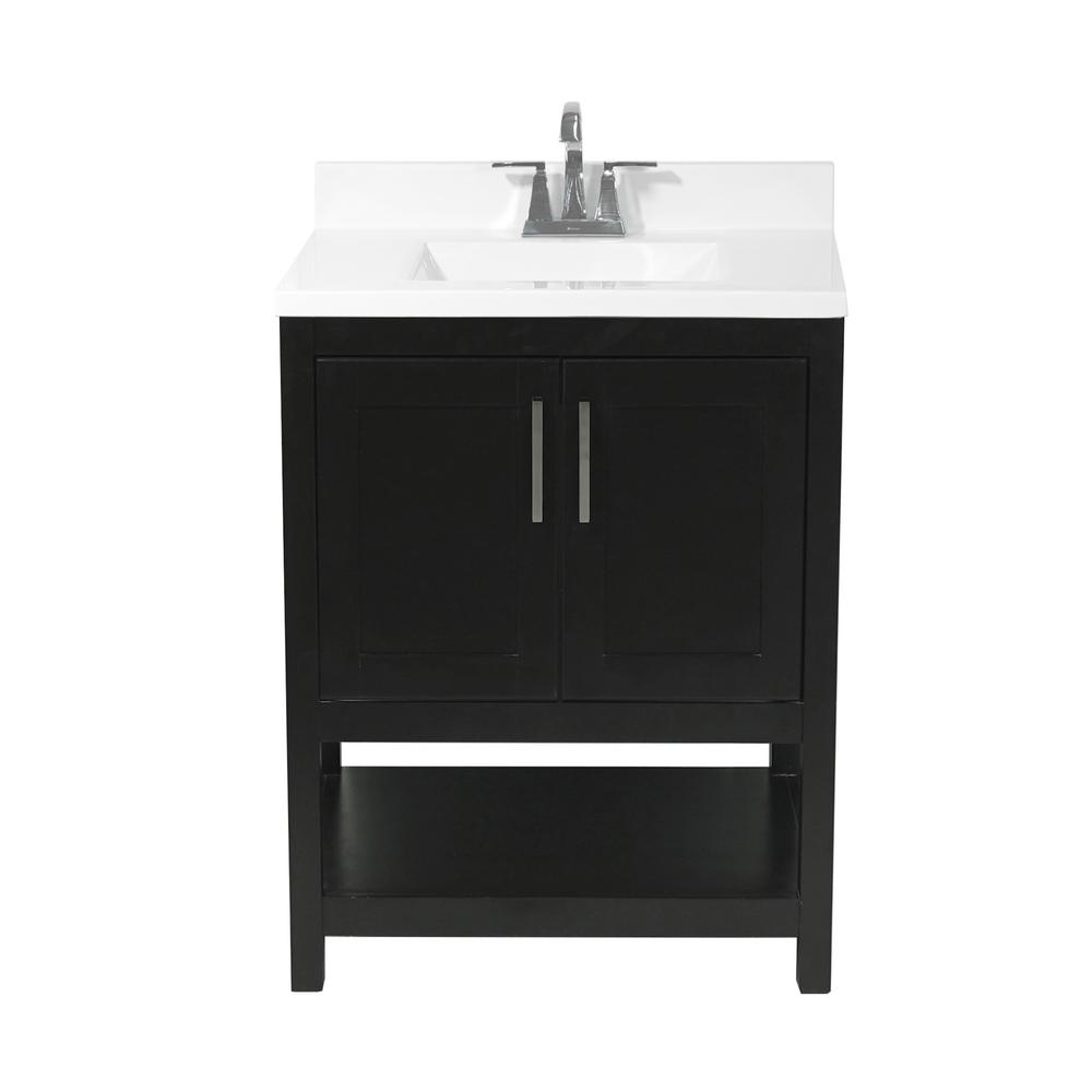 Amluxx Tufino 25 In Bath Vanity In Espresso With Cultured Marble