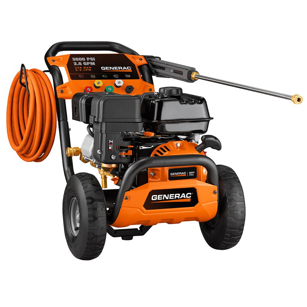 Generac Gas Pressure Washer 3600 PSI 2.6 GPM 212cc Professional Triplex