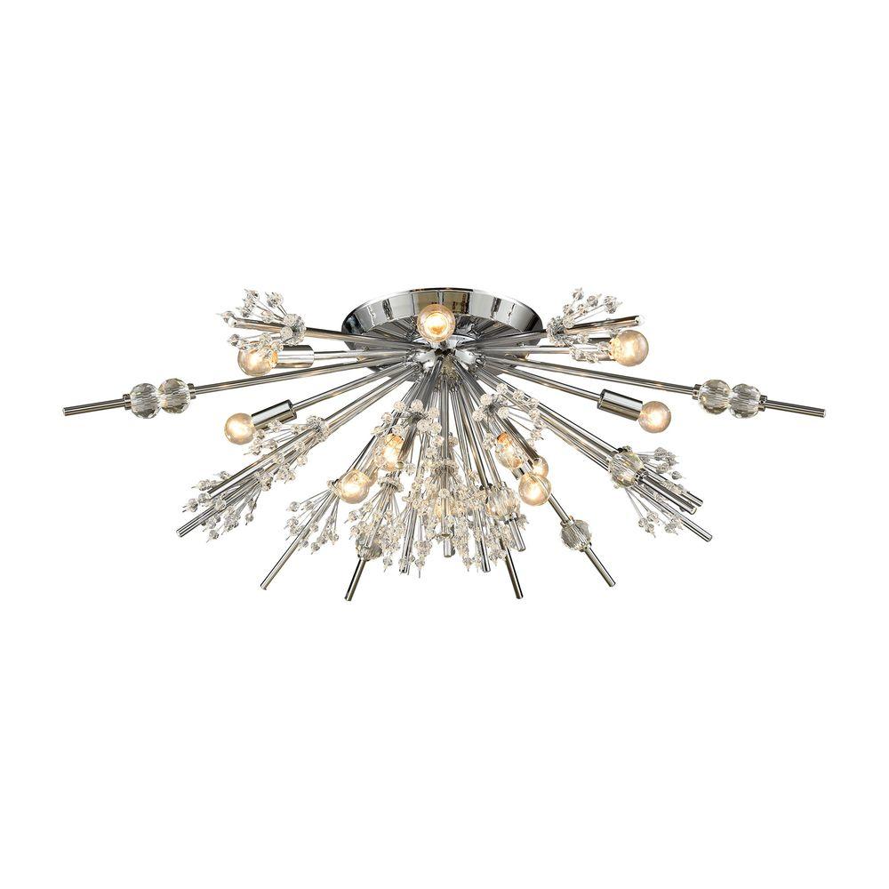 Titan Lighting Starburst 12 Light Polished Chrome Semi Flush Mount Titan Lighting Starburst 12 Light Polished Chrome Semi Flush Mount