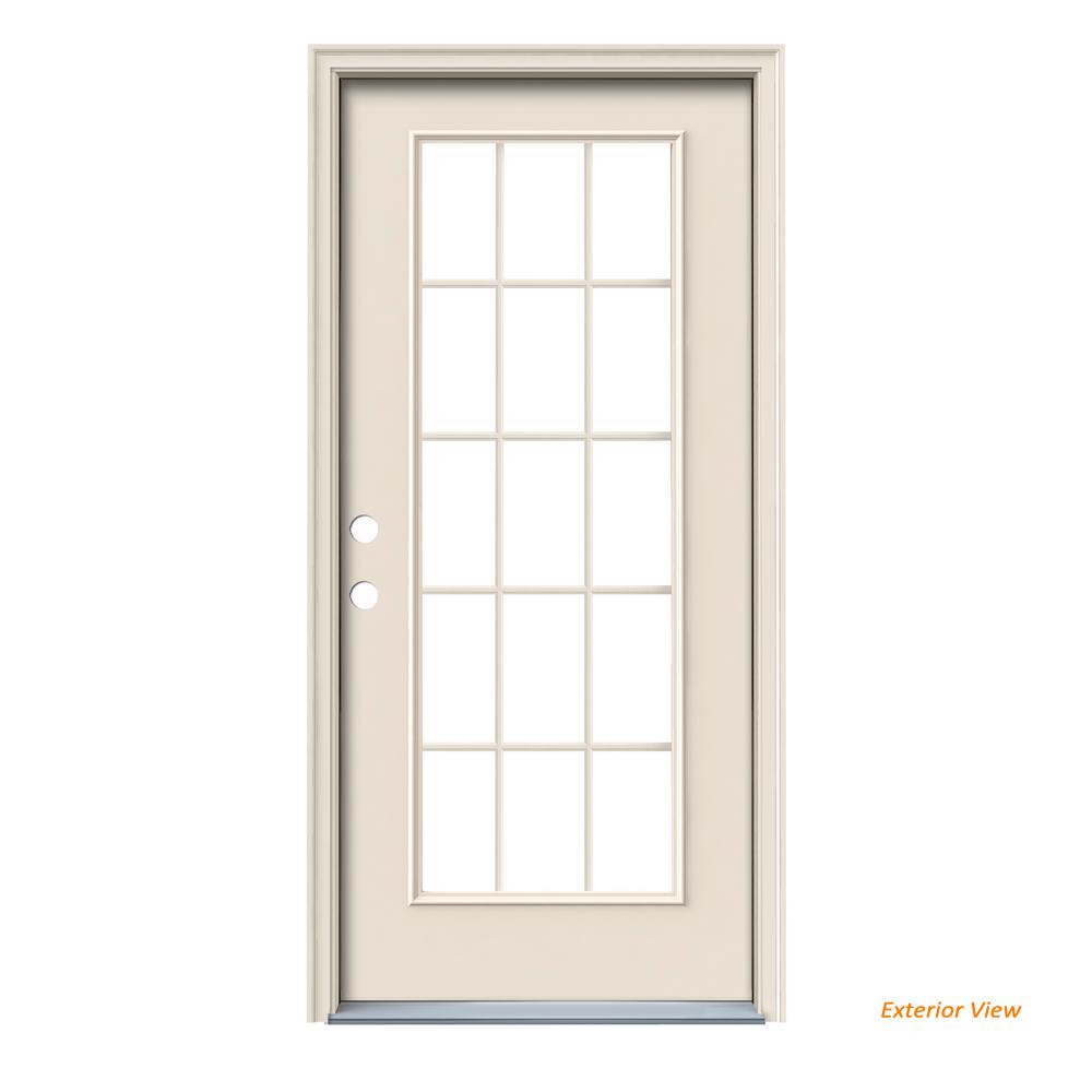 JELD-WEN 36 In. X 80 In. 15 Lite Primed Steel Prehung Right-Hand ...