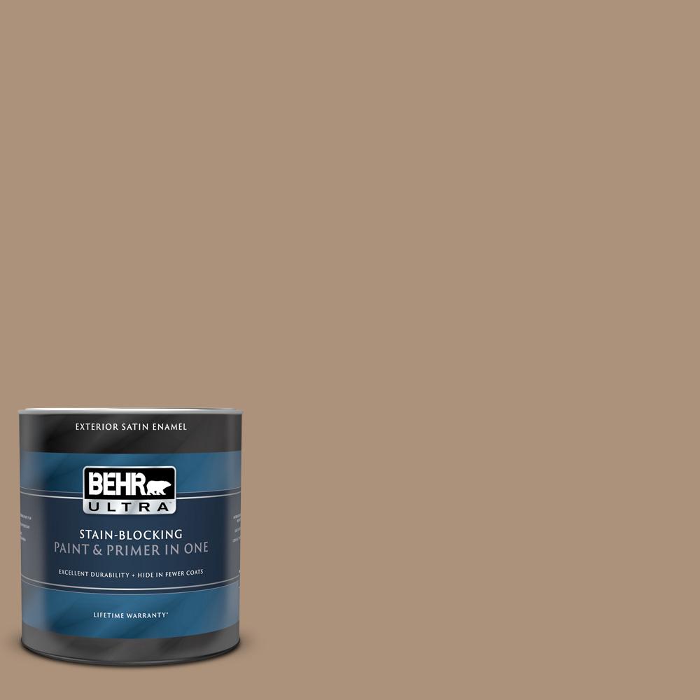 BEHR ULTRA 1 qt. #PPU4-04 Soft Chamois Satin Enamel Exterior Paint and ...