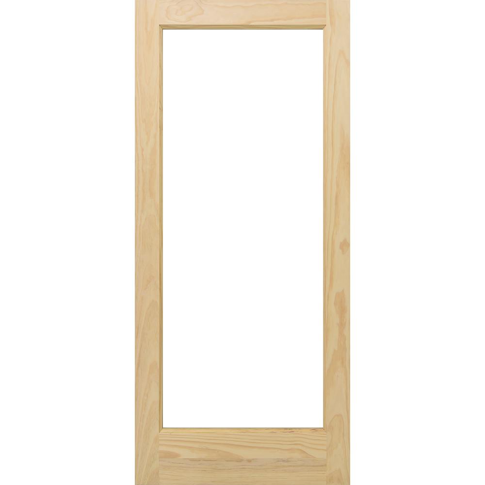 Steves & Sons 30 In. X 80 In. Full 1-Lite Clear Glass Unfinished Pine ...