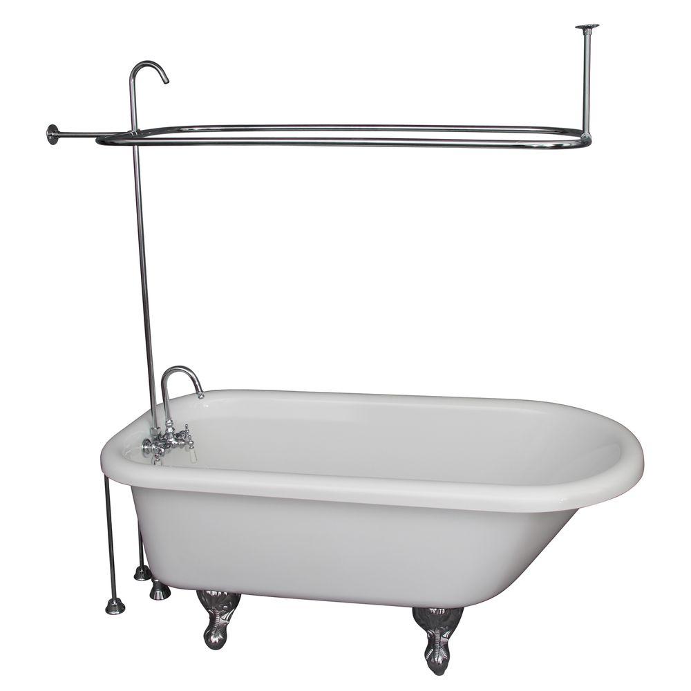 Barclay Products 5.6 ft. Acrylic Ball and Claw Feet Roll Top Tub in White with Polished Chrome