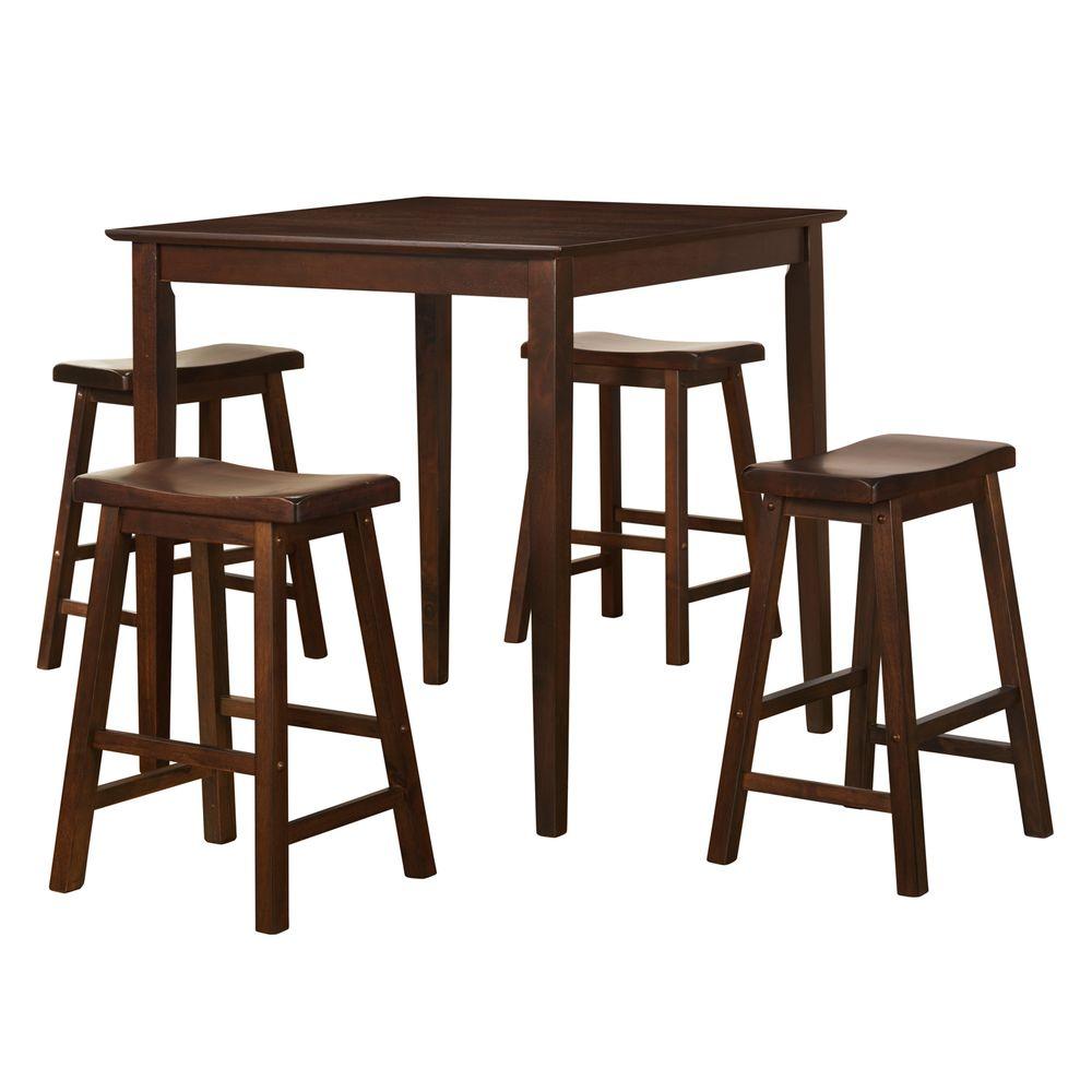 HomeSullivan 5-Piece Warm Cherry Bar Table Set-405302C-365P-24 - The ...