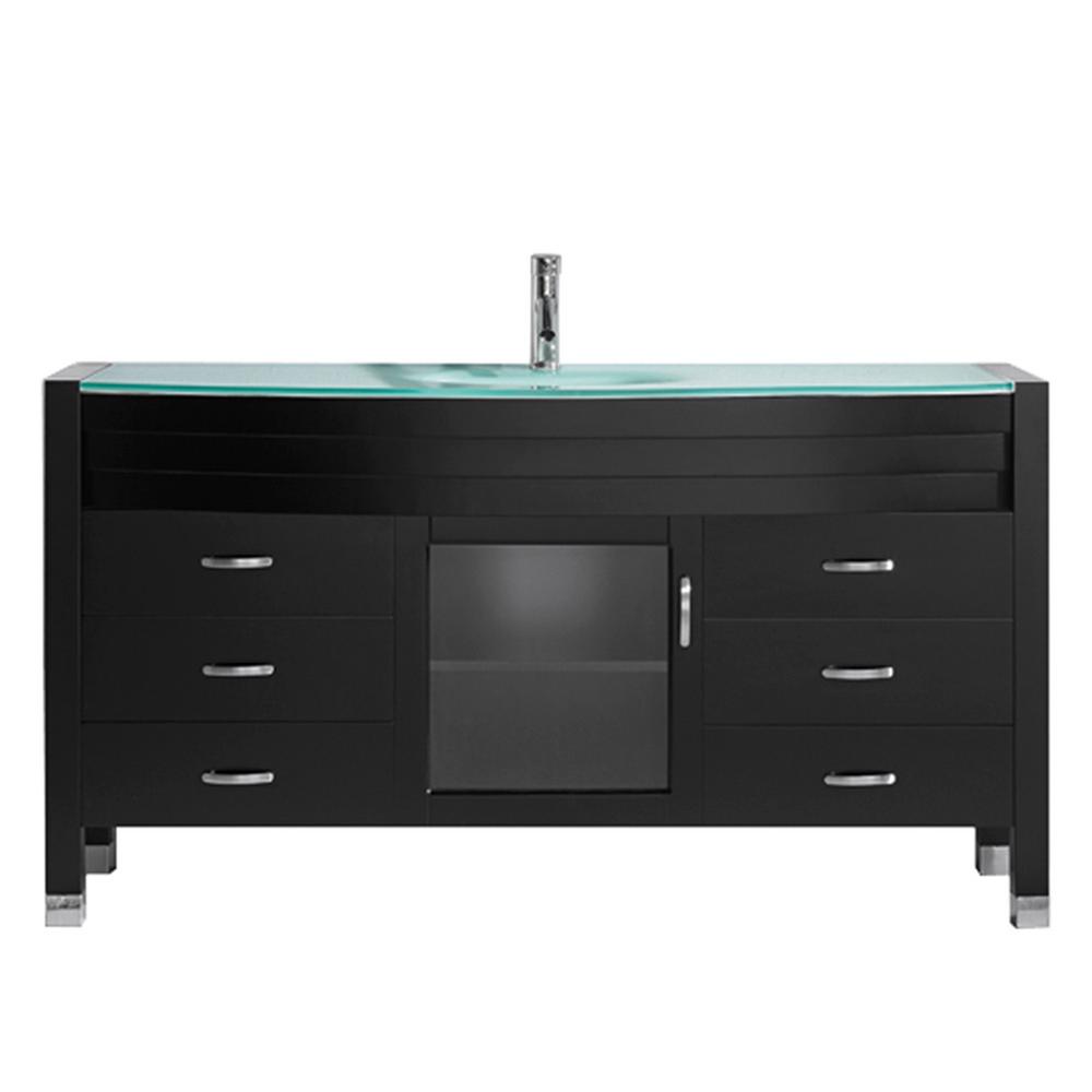 Virtu Usa Ava 62 In W Bath Vanity In Espresso With Glass Vanity